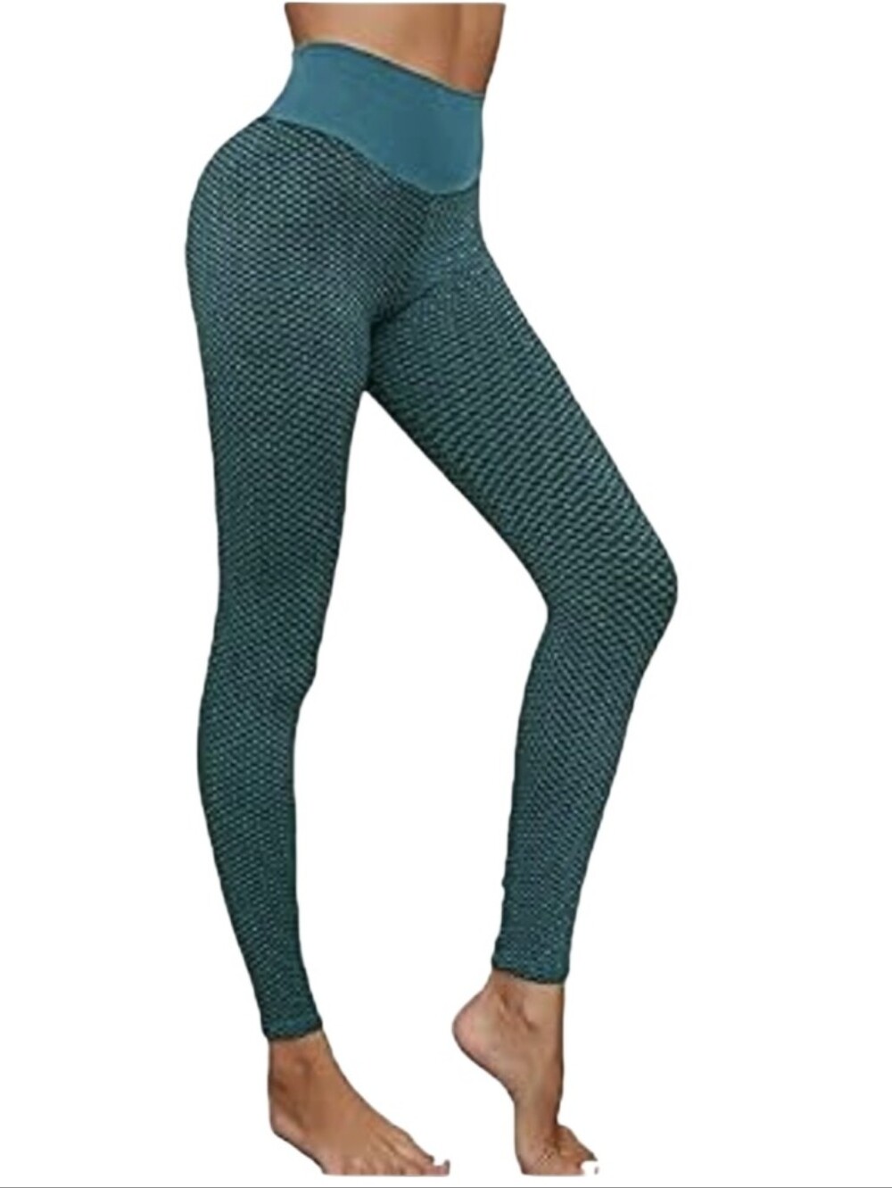 #K23 High-Waist Teal Textured Leggings for Women